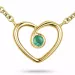 42 cm sydän smaragdi riipus jossa on ketju 14 karaatti kultaa 0,06 ct