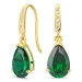 pudota muotoisia korvarenkaat 9 karaatin kultaa kanssa smaragdi ja zirkoni - Gold Collection