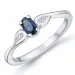 ovaali sininen safiiri sormus 14 karaatin valkokultaa 0,008 ct 0,35 ct