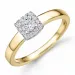 neliskulmainen timantti sormus 14 karaatin kulta ja valkokultaa 0,20 ct 0,10 ct