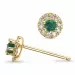 pyöreitä vihreä smaragdi nappikorvakorut 14 karaatin kultaa kanssa timantti ja smaragdi 