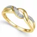 elegantti abstrakti timantti sormus 9 karaatin kulta ja valkokultaa 0,02 ct