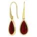 pitkät pisara punainen kristalli korvarenkaat  kullattu hopea - Loom Stones