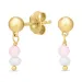 vaaleanpunainen ruusunvärinen kristalli korvarenkaat  kullattua hopeaa - Loom Stones