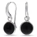 pyöreitä musta onyx korvarenkaat  hopeoitu messinki - Loom Stones