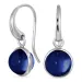 pyöreitä synteettinen sininen safiiri korvarenkaat  hopeoitu messinki - Loom Stones