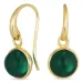 pyöreitä tummanvihreä kristalli korvarenkaat  kullattu messinki - Loom Stones
