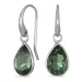 pisara vihreä kristalli korvarenkaat  hopeoitu messinki - Loom Stones