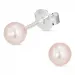 5-5,5 mm pyöreitä vaaleanpunaista helminappikorvakorut  hopeaa