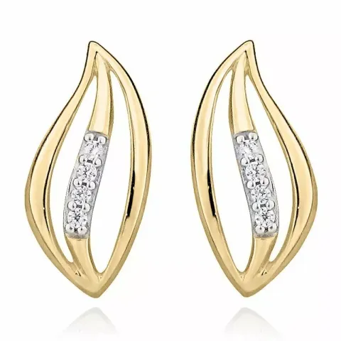 Abstrakteja kultakorvakorut 9 karaatin kultaa kanssa zirkoni