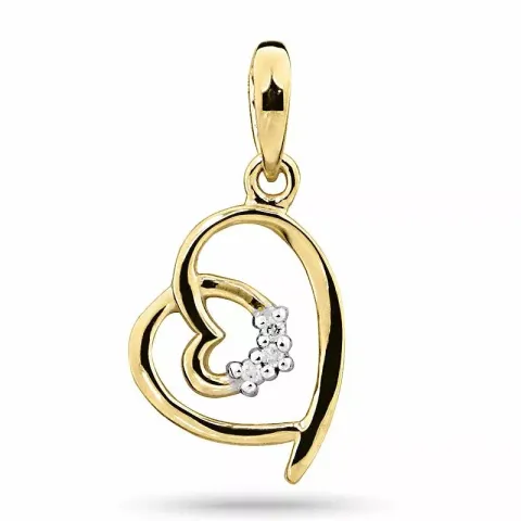 Trendikkäitä timantti sydänriipus 14 karaatti kultaa