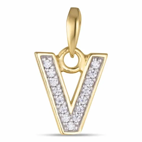 v-kirjain zirkoni riipus  9 karaatin kultaa