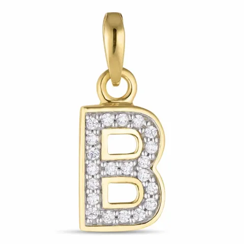 Elegantti b-kirjain zirkoni riipus  9 karaatin kultaa