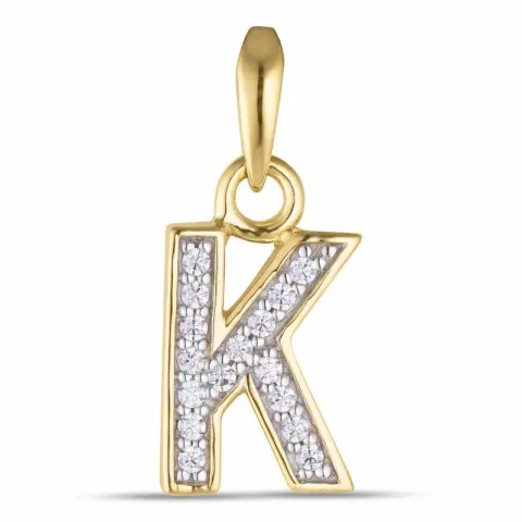 k-kirjain zirkoni riipus 9 karaatin kultaa