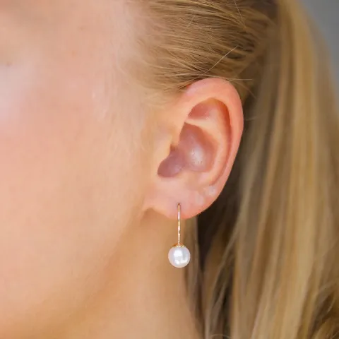 Pyöreitä 7 - 8 mm makeanveden helmi, aaa-graded korvarenkaat 14 karaatin kultaa kanssa