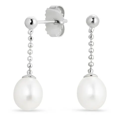 pitkät helmi korvarenkaat  hopea