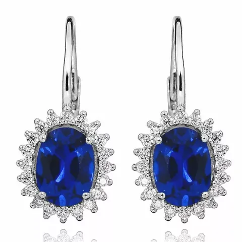 ovaaleja sininen ruusukenappikorvakorut  rodinoitua hopeaa