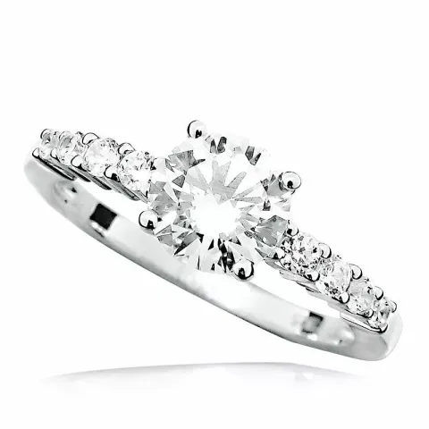 valkoinen zirkoni solitaire-sormus hopeaa