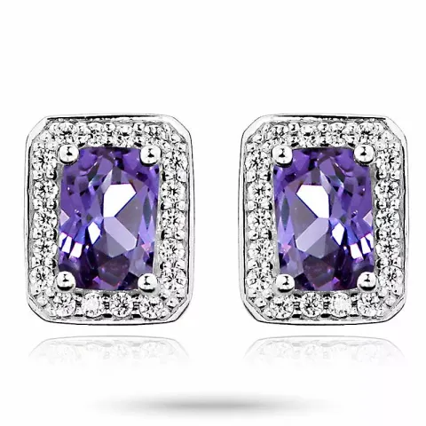 neliskulmainen lila korvarenkaat  hopea