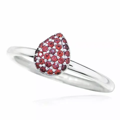 pisara punainen sormus rodinoitua hopeaa