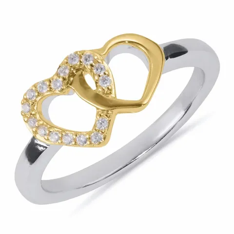 Kaksinkertaiset sydän valkoinen zirkoni sormus rodinoitua hopeaa kullattua hopeaa