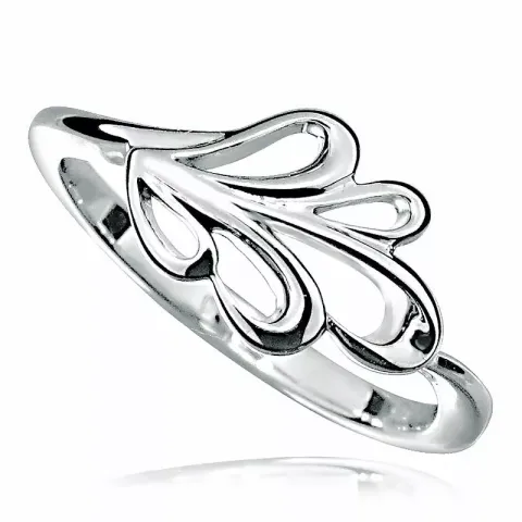 Yksinkertainen kukka sormus rodinoitua hopeaa