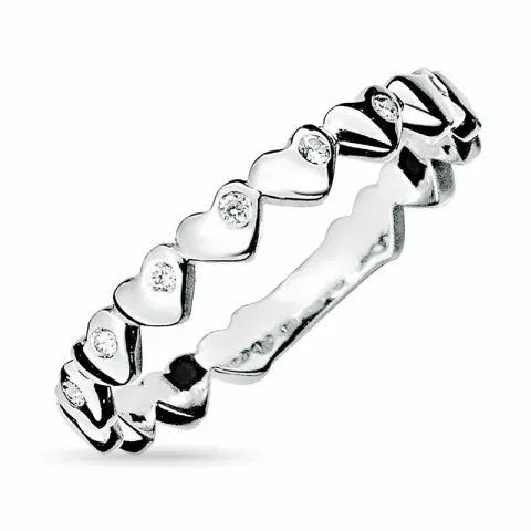 Kapea sydän valkoinen zirkoni sormus rodinoitua hopeaa