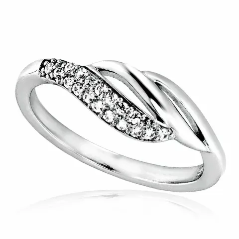 Yksinkertainen valkoinen zirkoni sormus rodinoitua hopeaa