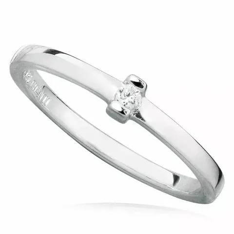 Kapea valkoinen zirkoni sormus rodinoitua hopeaa