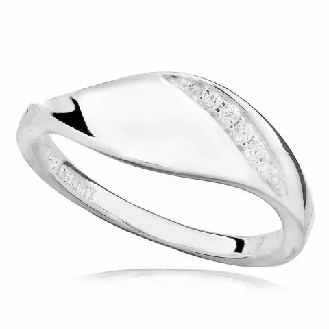 Elegantti abstrakti valkoinen zirkoni sormus rodinoitua hopeaa