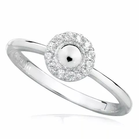 Pyöreä valkoinen zirkoni sormus rodinoitua hopeaa