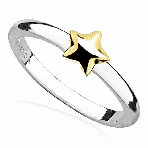 Yksinkertainen tähti sormus hopea kullattua hopeaa
