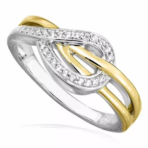 abstrakti zirkoni sormus hopea kullattua hopeaa