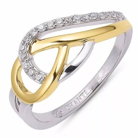 abstrakti zirkoni sormus hopea kullattua hopeaa