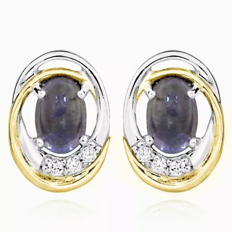 ovaaleja nappikorvakorut  rodinoitua hopeaa kanssa kullattua hopeaa