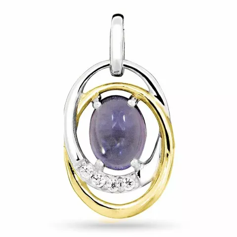 ovaali riipus  rodinoitua hopeaa ja kullattua hopeaa