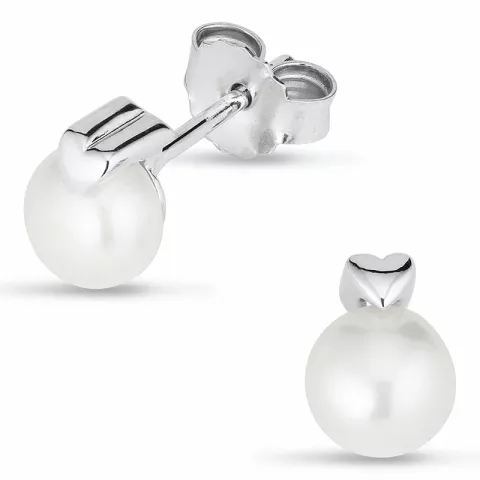 sydän helmi korvarenkaat  hopea