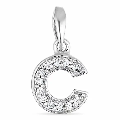 c-kirjain zirkoni riipus  hopeaa