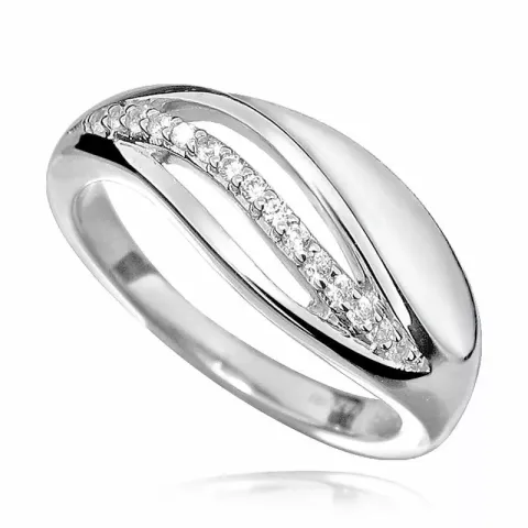 Leveä valkoinen zirkoni sormus rodinoitua hopeaa