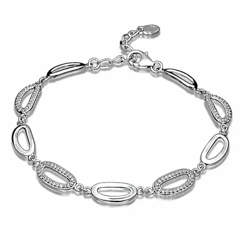 Ovaali zirkoni rannekoru  rodinoitua hopeaa