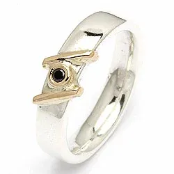 1 vihkisormus RS of Scandinavia hopea ja kulta 0,03 ct