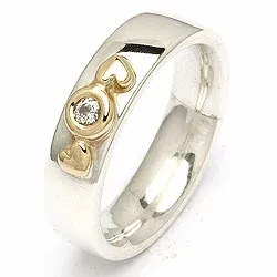 1 vihkisormus RS of Scandinavia hopea ja kulta