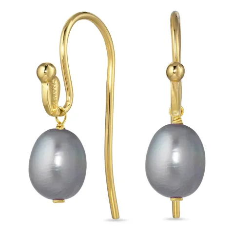 harmaa helmi korvarenkaat  kullattu hopea