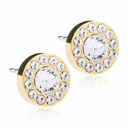 Blomdahl pyöreitä korvarenkaat kullattu titaani valkoinen swarovski kristallia