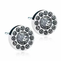 8 mm Blomdahl pyöreitä korvarenkaat  titaani musta swarovski kristallia