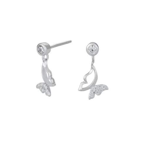 NORDAHL ANDERSEN perhonen korvarenkaat  rodinoitua hopeaa valkoinen zirkoni