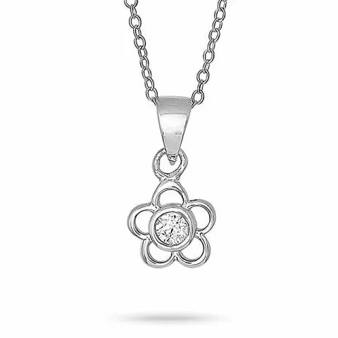 NORDAHL ANDERSEN kukka riipus jossa on ketju  rodinoitua hopeaa valkoinen zirkoni