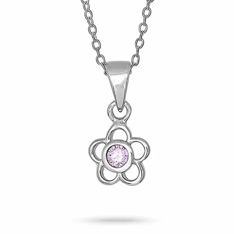 NORDAHL ANDERSEN kukka riipus jossa on ketju  rodinoitua hopeaa vaaleanpunainen zirkoni