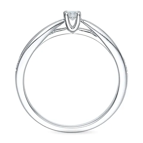 pyöreä timanttisormus 14 karaatin valkokultaa 0,14 ct