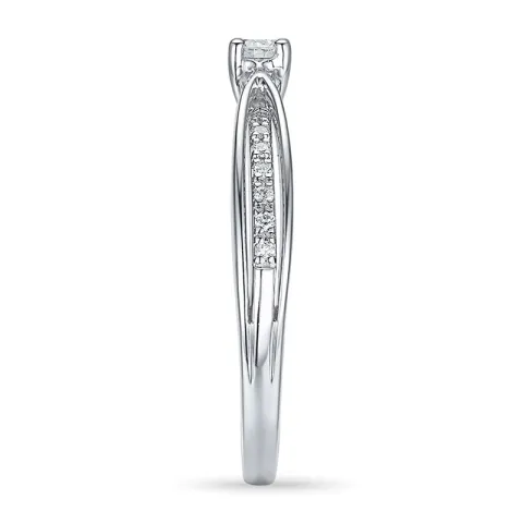 pyöreä timanttisormus 14 karaatin valkokultaa 0,14 ct